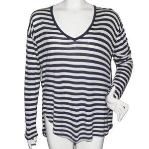 MADEWELL Tee/Top L Stripes, Long sleeve, Split hem/Tuckable, Drapey, Blue/white